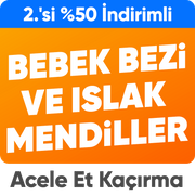 Bebek bezi ve ıslak mendillerde  2.'si %50 indirimli