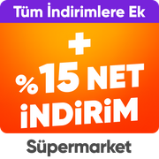 Süpermarkette tüm indirimlere ek sepette %15 anında indirim
