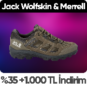 Jack Wolfskin&Merrell ürünlerinde %35'e varan indirime ek 5.000 TL'ye 1.000 TL indirim