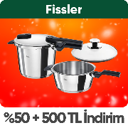 "Fissler Ürünlerinde	 Sepette %50'ye varana ek 500 TL kupon"