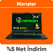 Monster Laptoplarda Sepette %5 Net İndirim