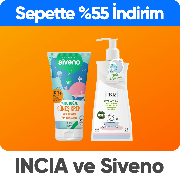 INCIA & Siveno Bebek Bakım ve Kozmetik Ürünlerinde Sepette %55 İndirim!