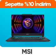 MSI Laptoplarda Sepette %10 Net İndirim