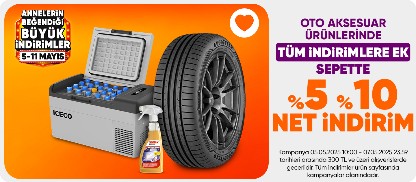 Oto Aksesuar Ürünlerinde Tüm İndirimlere Ek Sepette %5 %10  Net İndirim