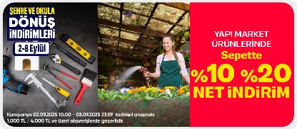Yapı Market Ürünlerinde Sepette %10 - %20 Net İndirim