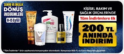 Kişisel Bakım ve Sağlık ürünlerinde 800 TL'ye 200 TL indirim