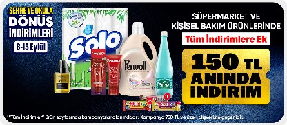 Süpermarket ürünlerinde 750tlye 150tl indirim