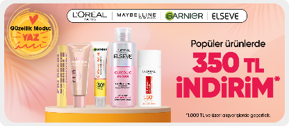L'oreal Paris,Maybelline New York ve Garnier Marka Ürünlerde 350 TL indirim