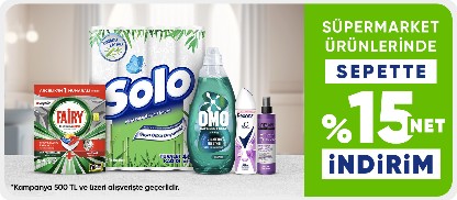 Süpermarket ürünlerinde sepette %15 indirim 
