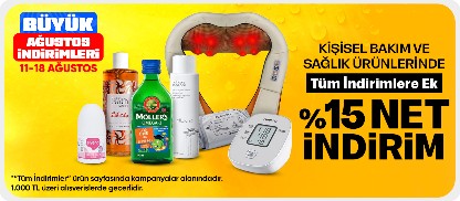 Kişisel Bakım&Sağlık %15 Net indirim