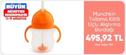 Munchkin Tıklama Kilitli Uçlu Alıştırma Bardağı, 6AY+, 207ML, Turuncu, 1 Adet