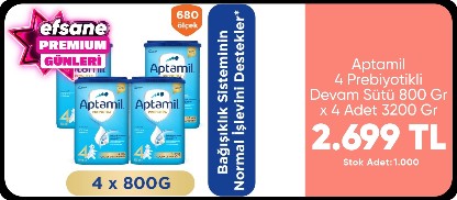 Aptamil 4 Prebiyotikli Devam Sütü 800 Gr x 4 Adet 3200 Gr