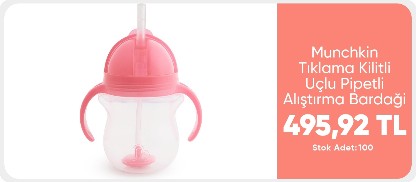 Munchkin Tıklama Kilitli Uçlu Alıştırma Bardağı, 6AY+, 207ML, Turuncu, 1 Adet        495TL