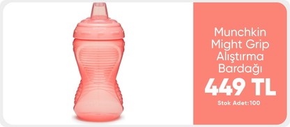 Munchkin Might Grip Alıştırma Bardağı, 296ML,12AY+1 Adet,pembe 449TL