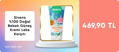 Siveno %100 Doğal Bebek Güneş Kremi Leke Karşıtı Antioksidan Nemlendirici Bitkisel Vegan UVA UVB SPF50