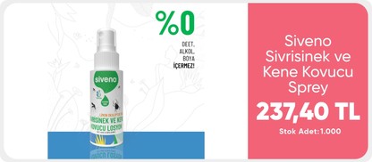 Siveno Sivrisinek ve Kene Kovucu Sprey Losyon Bitkisel Tüm Vücut İçin Seyahat Tatil Boy 50 ml        249.90TL