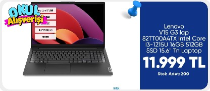 Lenovo V15 G3 Iap 82TT00A4TX Intel Core I3-1215U 16GB 512GB SSD 15.6" Tn Freedos Taşınabilir Bilgisayar