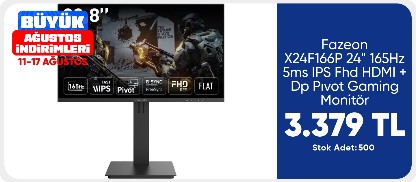 Fazeon X24F166P 24" 165Hz 5ms IPS Fhd HDMI + Dp Pıvot Gaming Monitör