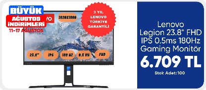 Lenovo Legion 23.8" FHD IPS 0.5ms 180Hz Gaming Monitör