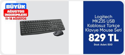 Logitech MK235 USB Kablosuz Türkçe Klavye Mouse Seti - Antrasit Gri