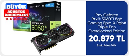 Pny Geforce Rtx® 5060TI 8gb Gaming Epıc-X Rgb# Triple Fan Overclocked Edition Dlss 4