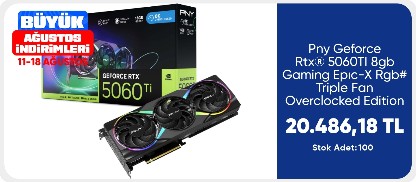 Pny Geforce Rtx® 5060TI 8gb Gaming Epıc-X Rgb# Triple Fan Overclocked Edition Dlss 4