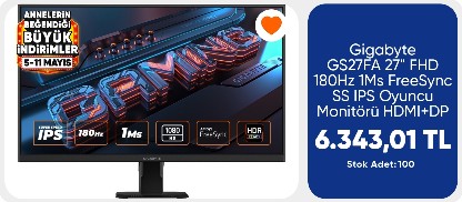 Gigabyte 27" FHD 180Hz 1Ms Oyuncu Monitörü 