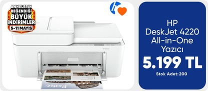 HP DeskJet 4220 All-in-One Yazıcı, Baskı, Kopyalama, Tarama, Kablosuz, Mobil faks gönderme, 54R37B