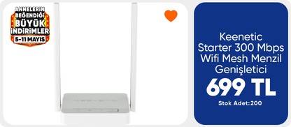 Keenetic Starter 300 Mbps Wifi Mesh Menzil Genişletici 