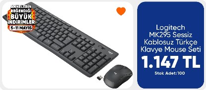 Logitech MK295 Sessiz Kablosuz Türkçe Klavye Mouse Seti 