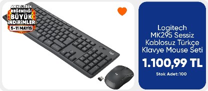 Logitech MK295 Sessiz Kablosuz Türkçe Klavye Mouse Seti 