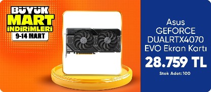 Asus Asus-GEFORCE DUAL-RTX4070-O12GD6-EVO-NVIDIA--RTX 4070-12GB 192BIT GDDR6--2550MHZ-OC-HDMI-DP-DLSS3 Ekran Kartı