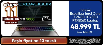 Casper Excalibur Intel Core i7 24GB 1TB SSD RTX5060 Laptop