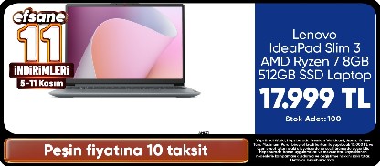 Lenovo IdeaPad Slim 3 AMD Ryzen 7 8GB 512GB SSD Laptop