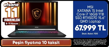 MSI KATANA 15 Intel Core i7 16GB 1TB SSD RTX5070 15.6" QHD Laptop
