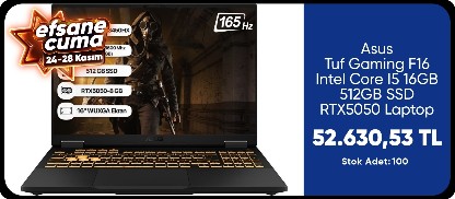 Asus Tuf Gaming F16 Intel Core I5 16GB 512GB SSD RTX5050 Laptop