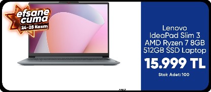 Lenovo IdeaPad Slim 3 AMD Ryzen 7 8GB 512GB SSD Laptop