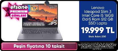 Lenovo Ideapad Slim 3 Intel Core i5 16GB Ddr5 Ram 512 GB SSD Laptop