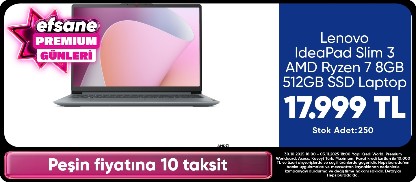 Lenovo IdeaPad Slim 3 AMD Ryzen 7 8GB 512GB SSD Laptop