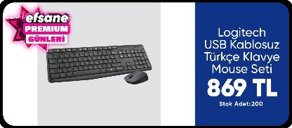 Logitech USB Kablosuz Türkçe Klavye Mouse Seti 
