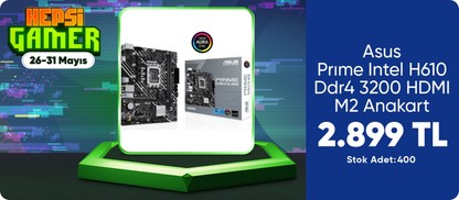 Asus Prıme Intel H610 Ddr4 3200 HDMI M2 Anakart