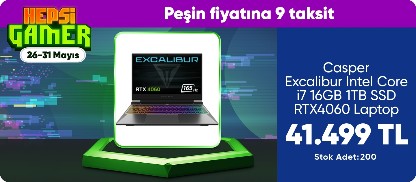 Casper Excalibur Intel Core i7 16GB 1TB SSD RTX4060 Laptop