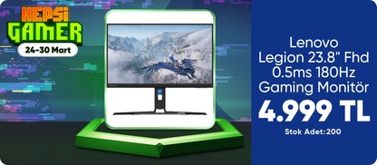 Lenovo Legion 23.8" Fhd 0.5ms 180Hz Gaming Monitör
