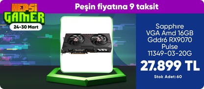 Sapphıre VGA AMD 16GB Gddr6 RX9070 Pulse