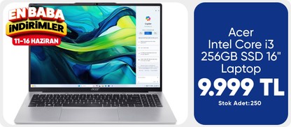 Acer Intel Core i3 256GB SSD 16" Laptop