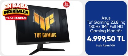 Asus Tuf Gaming 23.8 inç 180Hz 1Ms Full HD Gaming Monitör