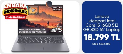 Lenovo Ideapad Intel Core i5 16GB  512 GB SSD 16'' Laptop