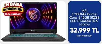 MSI CYBORG 15 Intel Core i5 16GB 512GB SSD RTX4050 15.6" Laptop
