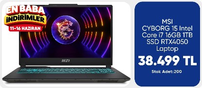 MSI CYBORG 15 Intel Core i7 16GB 1TB SSD RTX4050 Laptop