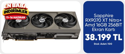 Sapphire RX9070 XT Nitro+ Amd 16GB 256BIT Ekran Kartı